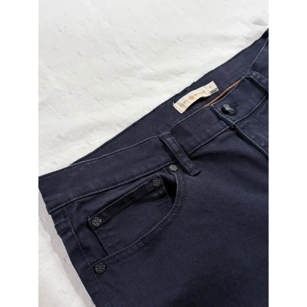 Tory Burch Navy Blue Stretch Pants Womens Size 31 Slim 5-Pocket Style 90001209